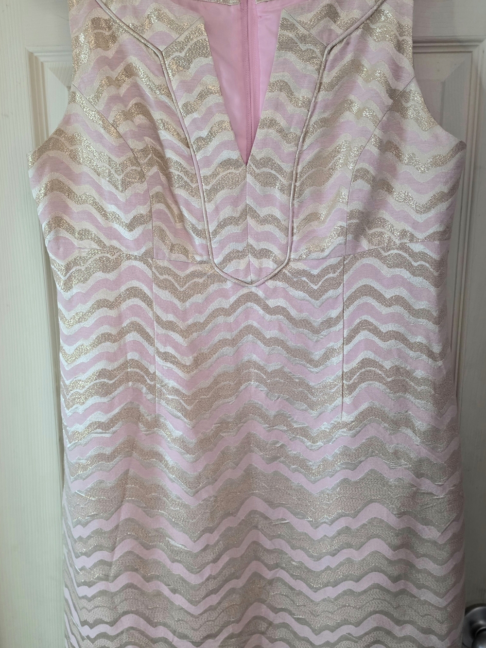 Lilly Pulitzer Pink & Gold Shift Dress Size 14